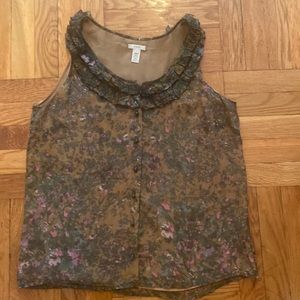 J. Crew Sleeveless Floral Sleeveless Silk Blouse